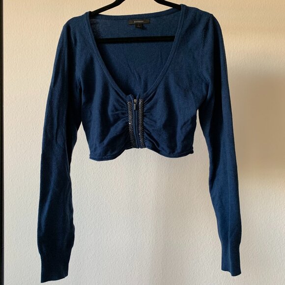 ๐ Express Ruched Metallic Cropped Cardigan โ Edgy & Chic! ๐ - Picture 2 of 3